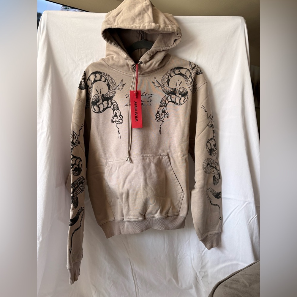 Wrathboy Snake Graphic Hoodie – Beige / Tan – Multiple Sizes – New With Tags